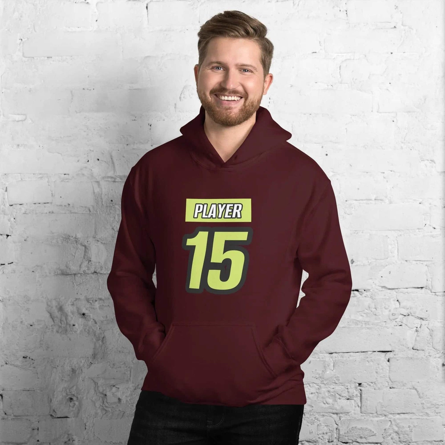 Grafik Hoodie für Herren und Damen in Kastanienbraun, Baumwolle, unisex, mit Druck, erhältlich in S-5XL.