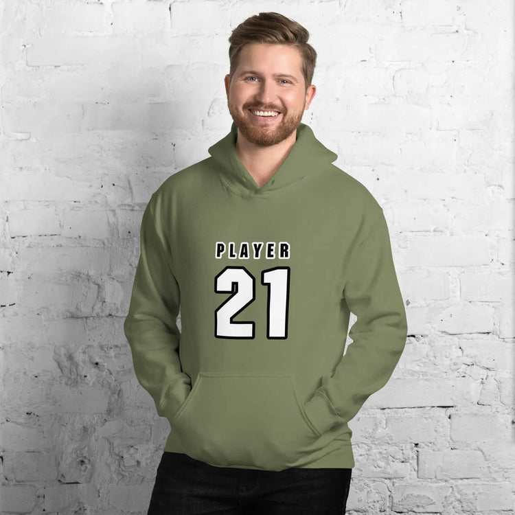 Militärgrüner Herren- und Damen-Hoodie von BUYATHOME24, bequemer Kapuzenpullover in Größe S bis 5XL mit Druck.