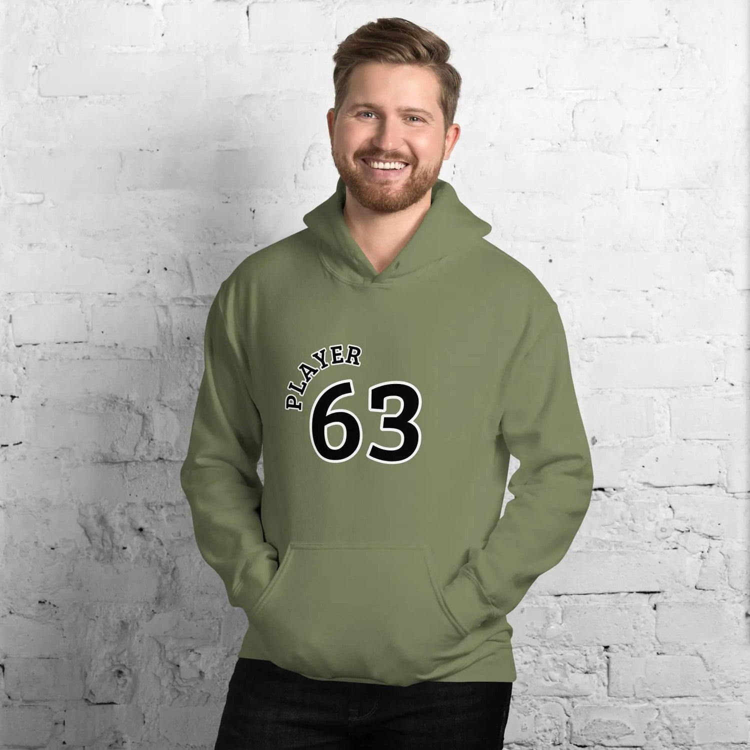 Grafik Hoodie Herren und Damen von BUYATHOME24 in militä rgrün, Unisex Kapuzenpullover aus Baumwolle, Größe S bis 5XL