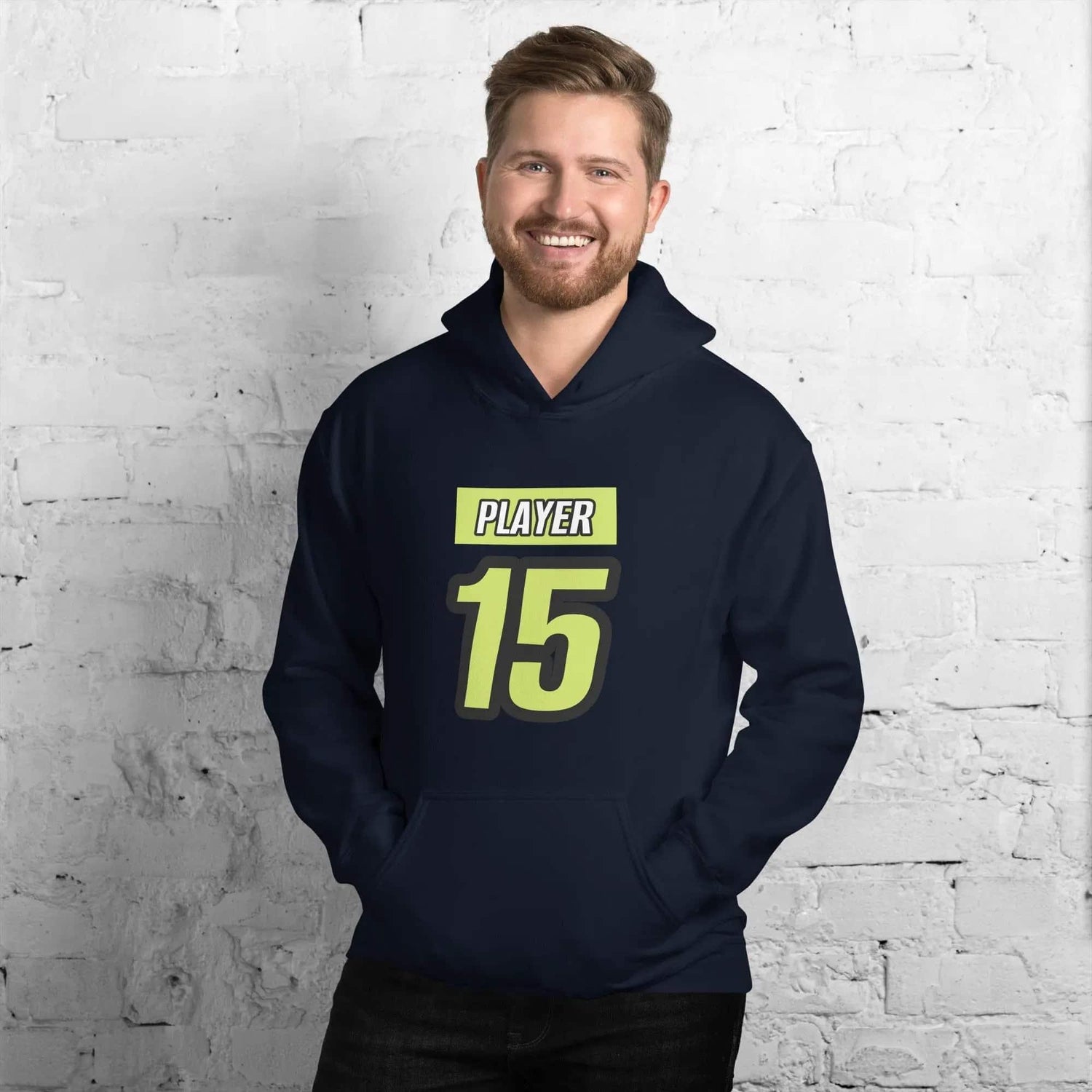 Grafik Hoodie für Herren und Damen in Navy, Baumwolle, S-5XL, mit Druck, unisex, von BUYATHOME24
