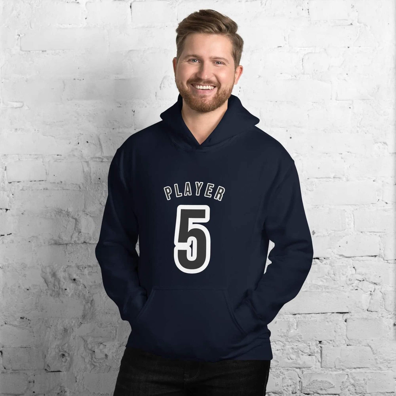 Grauer Herren- und Damen-Grafik-Hoodie von BUYATHOME24, Unisex Kapuzenpullover aus Baumwolle, in Größe S bis 5XL.