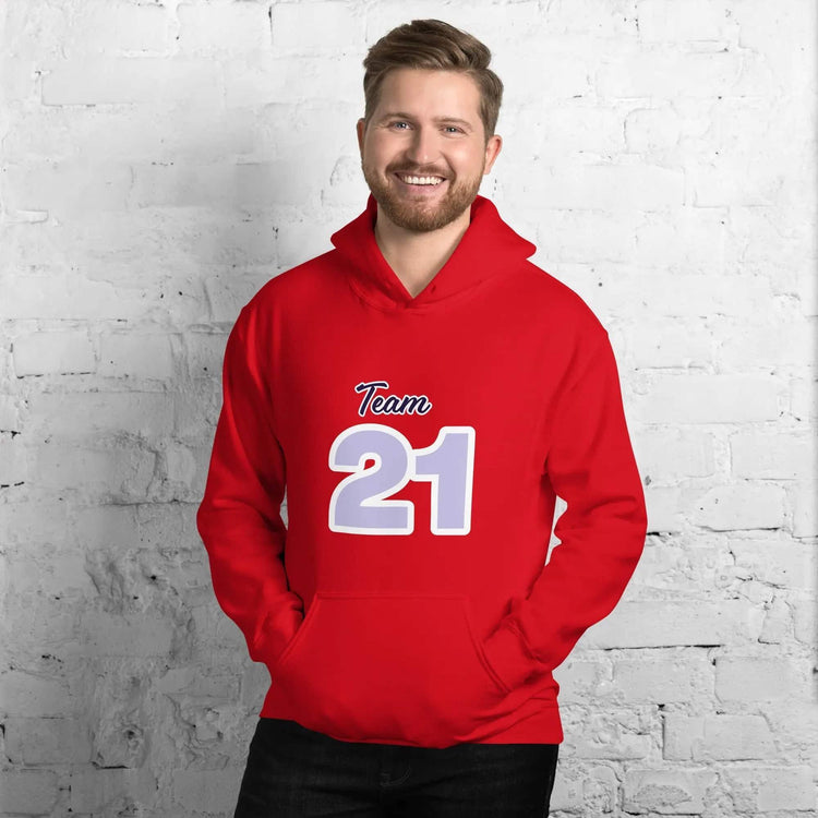 Roter Herren Hoodie von BUYATHOME24, 100% Baumwolle, mit Druck, erhältlich in Größe S bis 5XL, bequemer Kapuzenpullover