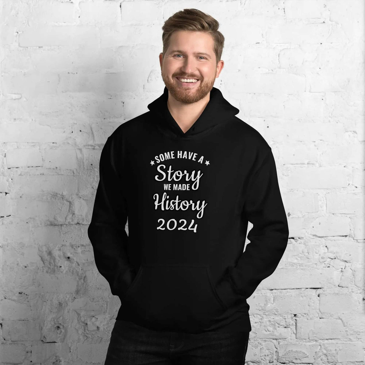 Schwarzer unisex Hoodie mit Grafikdruck, Baumwolle, für Herren und Damen, Größe S-5XL, von BUYATHOME24