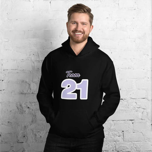 Schwarzer Herren- und Damen-Hoodie von BUYATHOME24 in Größe S bis 5XL, mit Kapuze und Druckmuster, bequem und modisch.