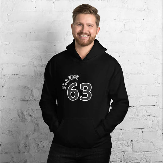 Schwarzer Herren- und Damen-Hoodie mit Grafikdruck, unisex, Baumwolle, verfügbar in S bis 5XL, von BUYATHOME24.
