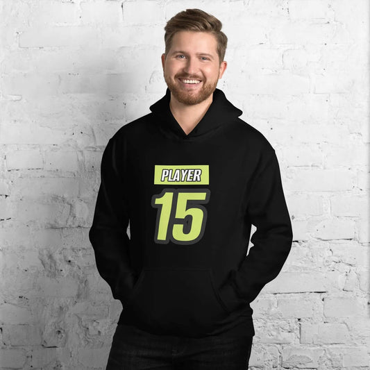 Schwarzer Herren- und Damen-Grafik-Hoodie von BUYATHOME24 mit Kapuze, Baumwolle, erhältlich in S bis 5XL, mit Druckdesign.