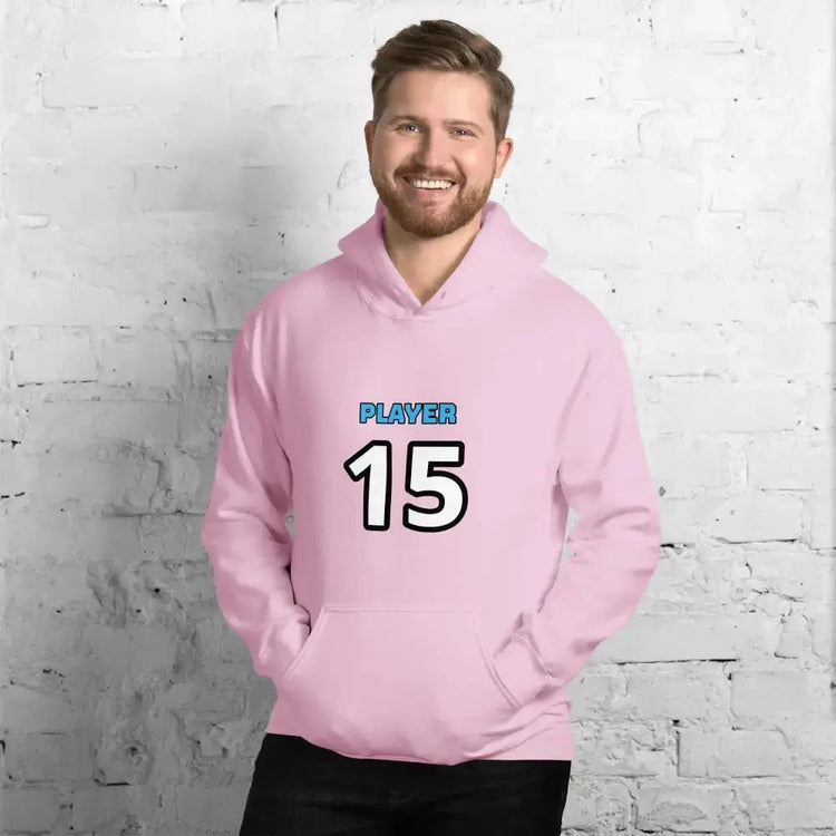 Hellpinkfarbener Herren- und Damen-Grafik-Hoodie von BUYATHOME24, Unisex Baumwoll-Kapuzenpullover, Größe S bis 5XL