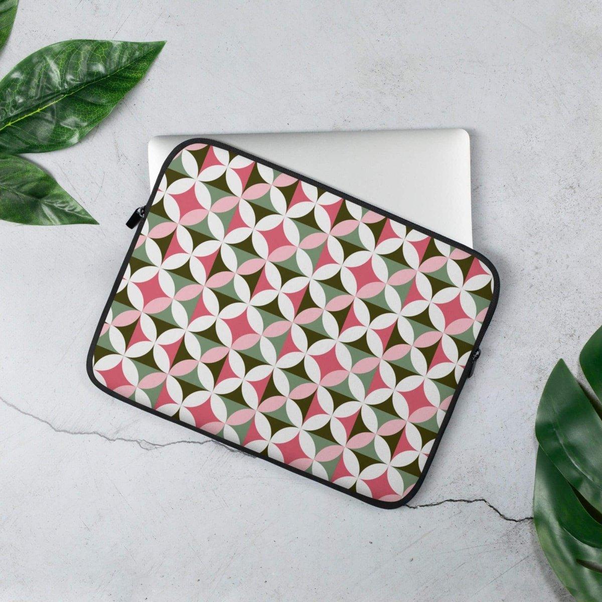 Laptoptasche aus Neopren für MacBook und iPad, 13-15 Zoll, in schwarz mit Druck, passend für 13 und 15 Zoll Geräte.