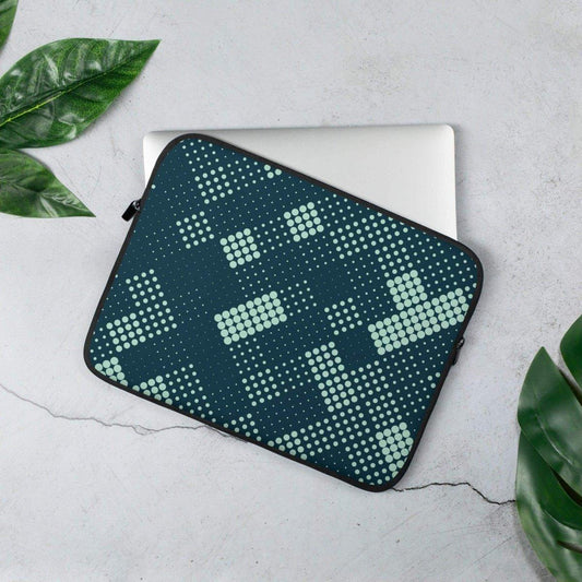 Neopren-Laptoptasche mit Kunstfell-Futter für MacBook und iPad, geeignet für 13 und 15 Zoll, in schwarz mit Druckmuster