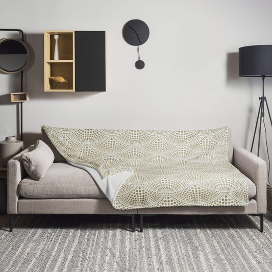 Hypoallergene Polyester-Sofadecke 125x150cm in beiger Farbe, perfekt für gemütliche Abende auf dem Sofa.