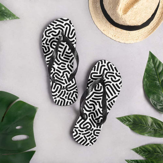 Unisex Flip-Flops von BUYATHOME24 in Größe 37-45, bequeme Strand-Sandalen mit Textildruck, ideal für den Sommer.