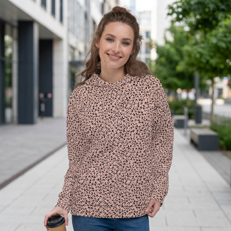 Leopardmuster Damen Hoodie mit Rückenprint, kuscheliger Kapuzenpullover in XS bis 3XL, bequemer und modischer Damen-Hoodie.