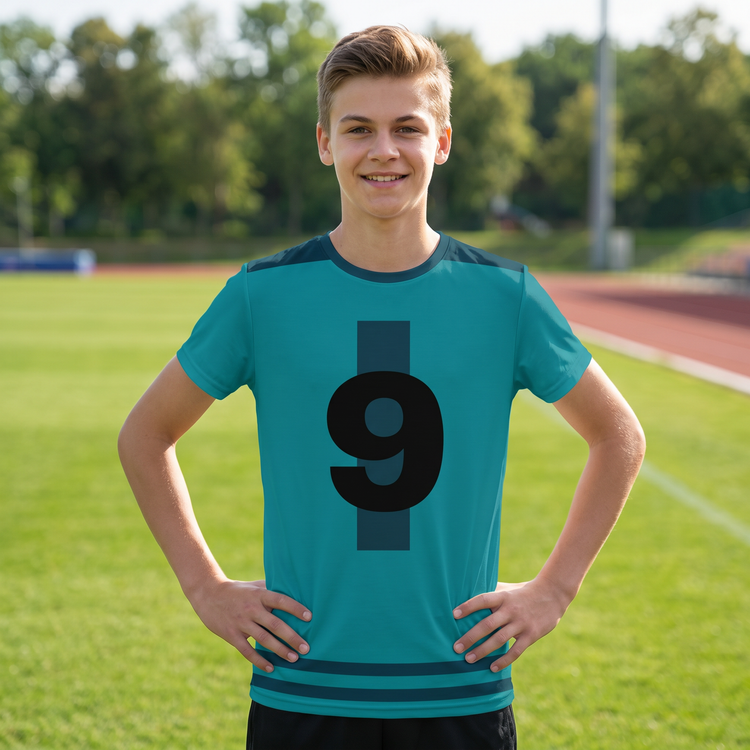 Unisex Kinder-Sportshirt mit UV-Schutz und Fußballmotiv in Größe 134-170 cm, bequemes T-Shirt von BUYATHOME24