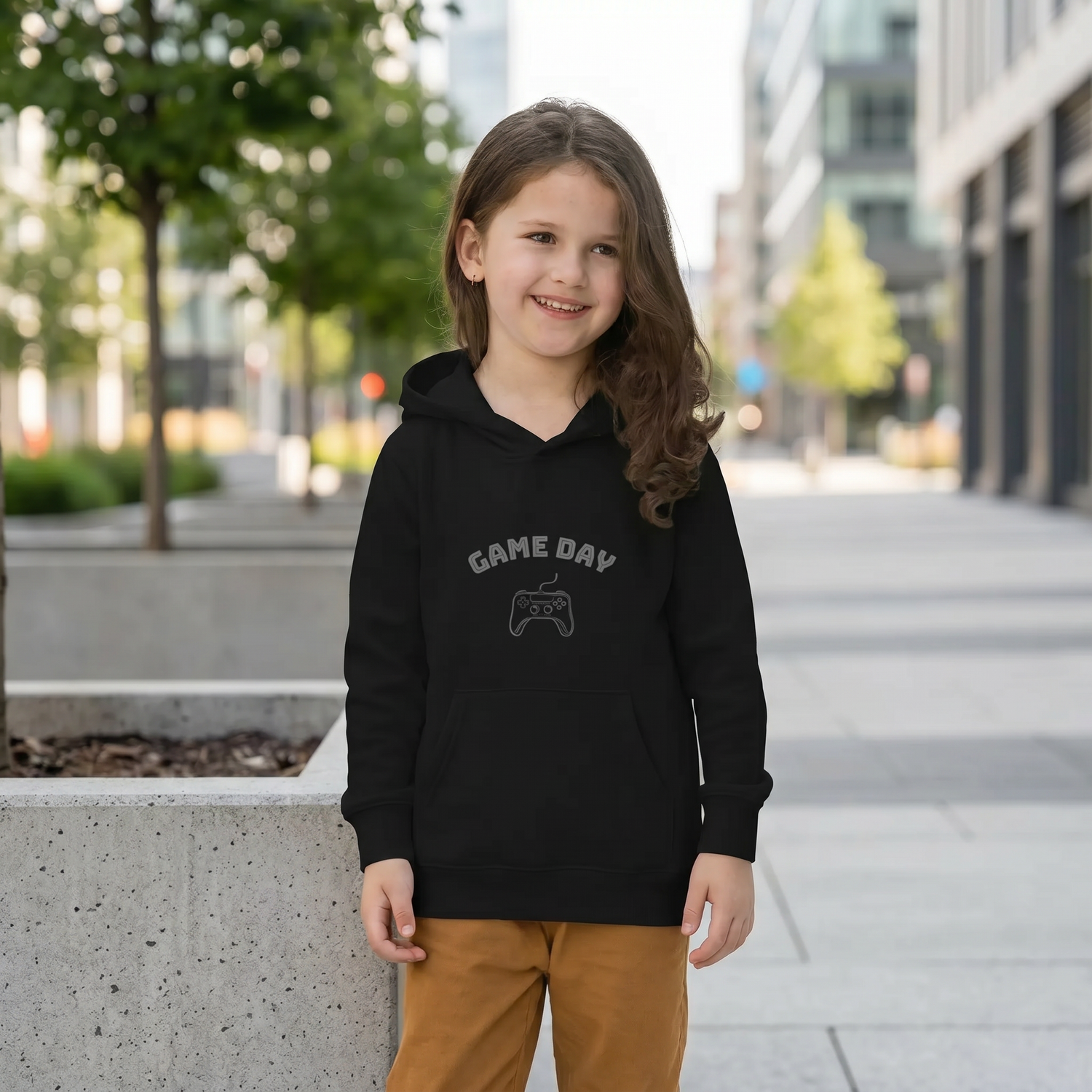 Grauer Kinder-Grafikh Hoodie aus Baumwolle, unisex, für Kinder 4-12 Jahre, bequemer Kapuzenpullover von BUYATHOME24