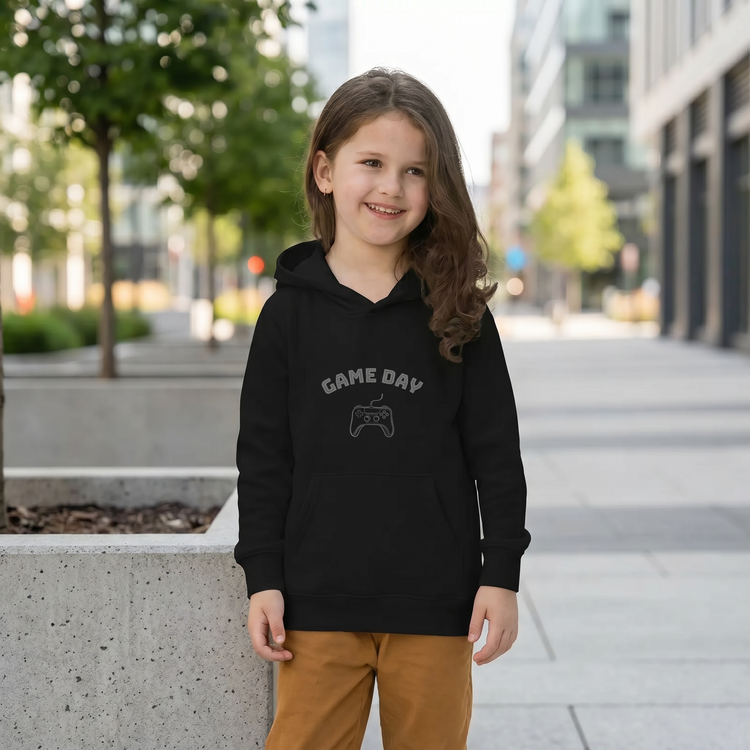 Grauer Kinder-Grafikh Hoodie aus Baumwolle, unisex, für Kinder 4-12 Jahre, bequemer Kapuzenpullover von BUYATHOME24
