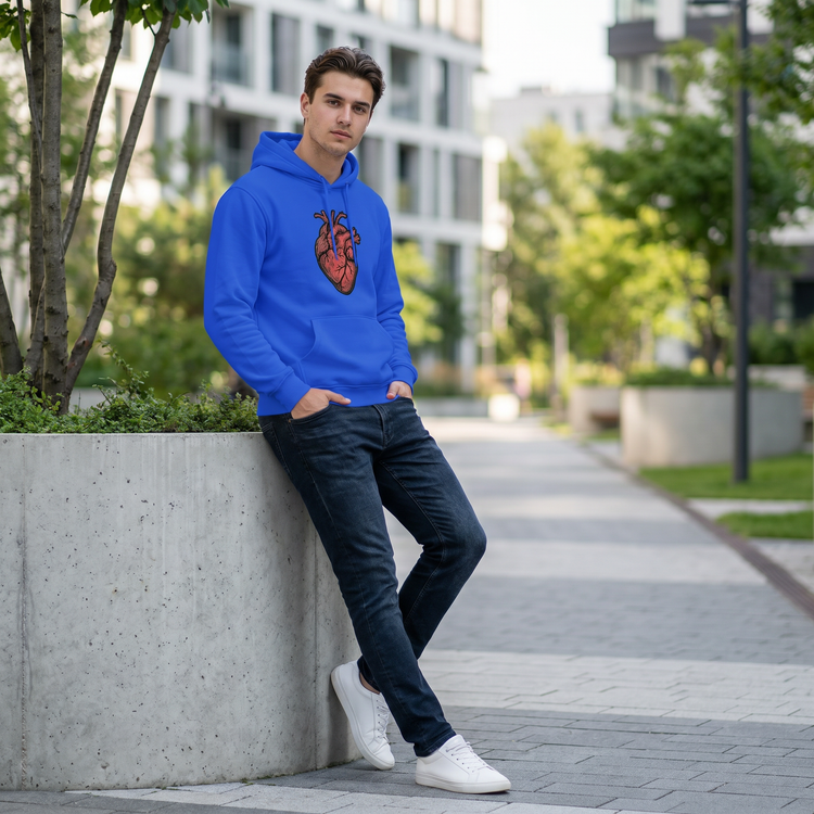 Unisex Kinder Hoodie mit Herz-Grafik in XS-XL, bequemer Kapuzenpullover für Kinder, in fröhlichem Design.