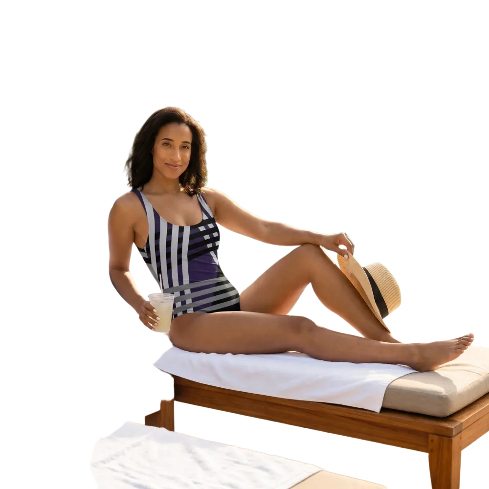 Chlorbeständiger Damen Badeanzug von BUYATHOME24 mit U-Ausschnitt, bedruckbar, in XS bis 3XL, bequem und modern.