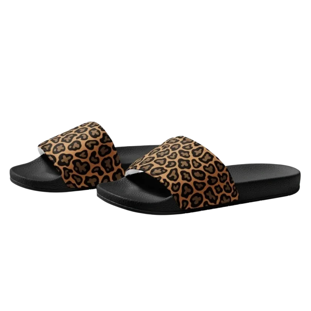 Damen Badeschlappen aus Kunstleder mit Leoparddruck in Größe 36-44, bequeme Damenschuhe von BUYATHOME24
