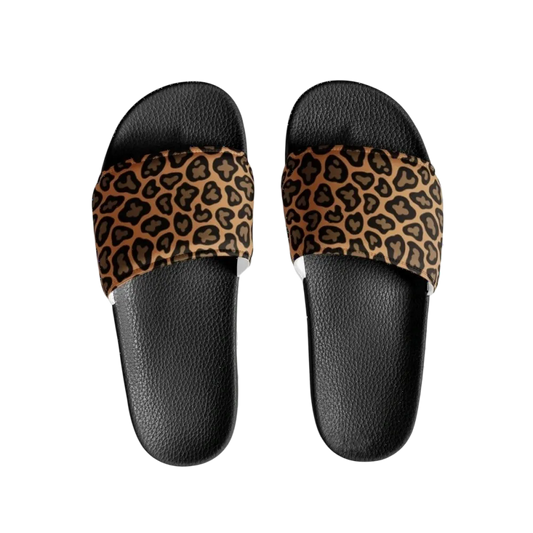 Damen Badeschlappen aus Kunstleder mit Leoparddruck, Größen 36-44, bequeme Sandalen von BUYATHOME24