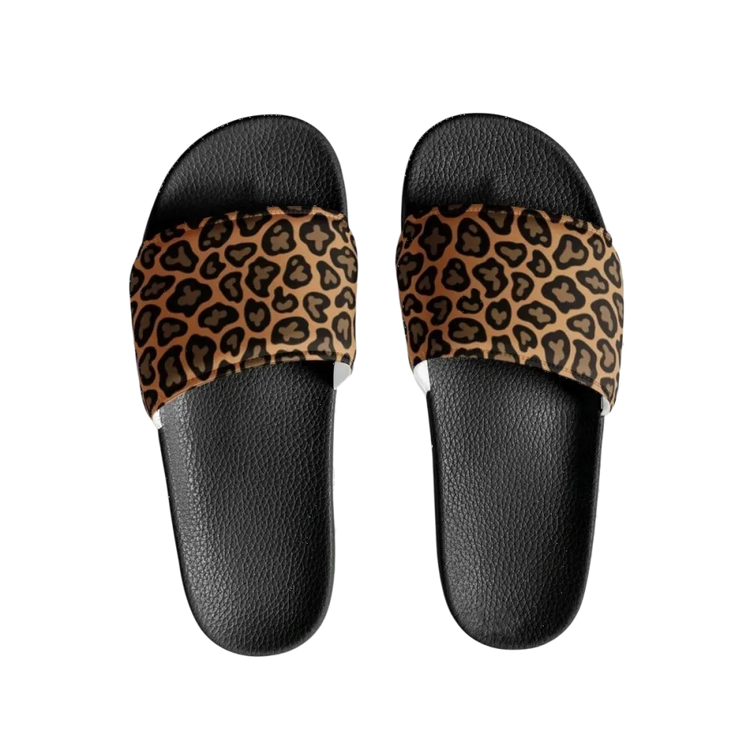 Damen Badeschlappen aus Kunstleder mit Leoparddruck, Größen 36-44, bequeme Sandalen von BUYATHOME24