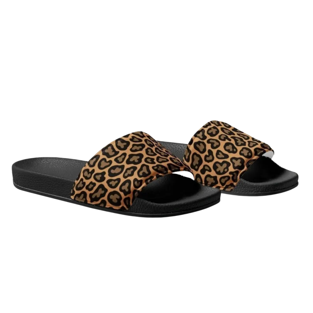 Damen Badeschlappen aus Kunstleder mit Leopard Druck in Größe 36-44, bequeme Sommerpantoffeln von BUYATHOME24