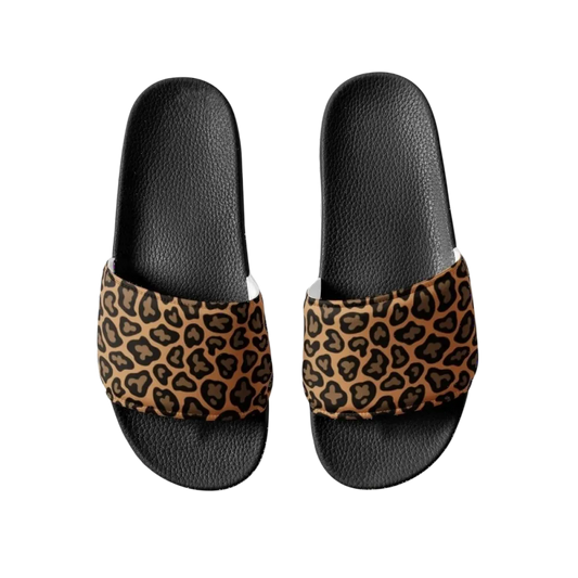 Damen Badeschlappen aus Kunstleder mit Leo-Print in Größe 36-44, bequeme Sommerschuhe von BUYATHOME24