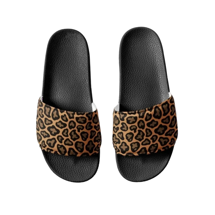 Damen Badeschlappen aus Kunstleder mit Leo-Print in Größe 36-44, bequeme Sommerschuhe von BUYATHOME24