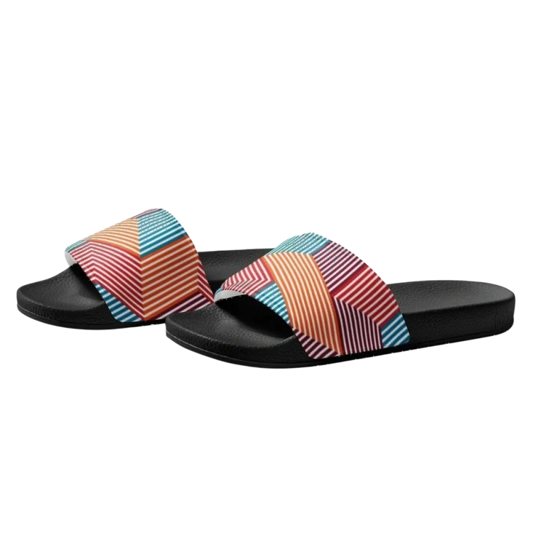 Damen Badeschlappen aus Kunstleder mit PU-Sohle, Größe 36-44, von BUYATHOME24, bequeme Sommerschuhe für den Strand oder Pool.