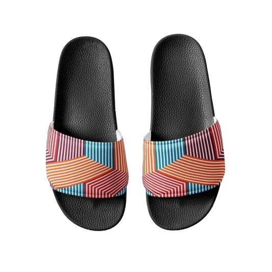 Damen Badeschlappen aus Kunstleder mit PU-Sohle in Größe 36-44, bequeme Sandalen von BUYATHOME24, mit breitem Riemen