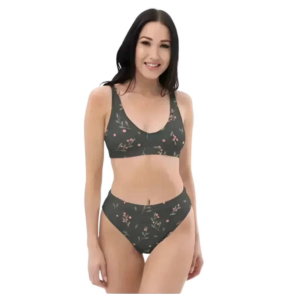 Damen Bikini mit Blumenmuster von BUYATHOME24, schnelltrocknend, in XS bis 3XL, bedruckbar, sichtbares Bikini-Design mit Blumenmuster