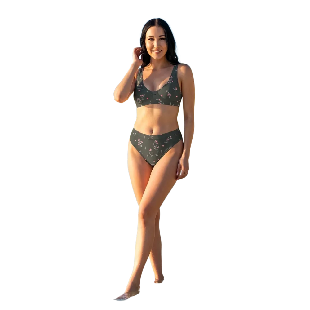 Bikini Damen mit Blumenmuster, schnelltrocknend, in XS bis 3XL, bedruckbar, von BUYATHOME24, mit verstellbaren Trägern