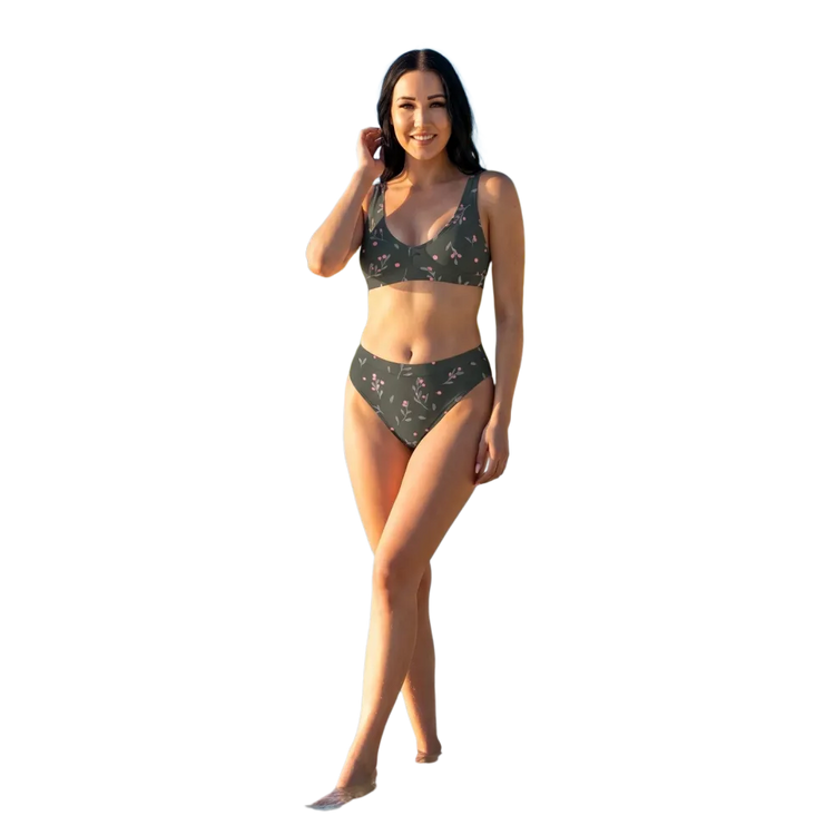 Bikini Damen mit Blumenmuster, schnelltrocknend, in XS bis 3XL, bedruckbar, von BUYATHOME24, mit verstellbaren Trägern