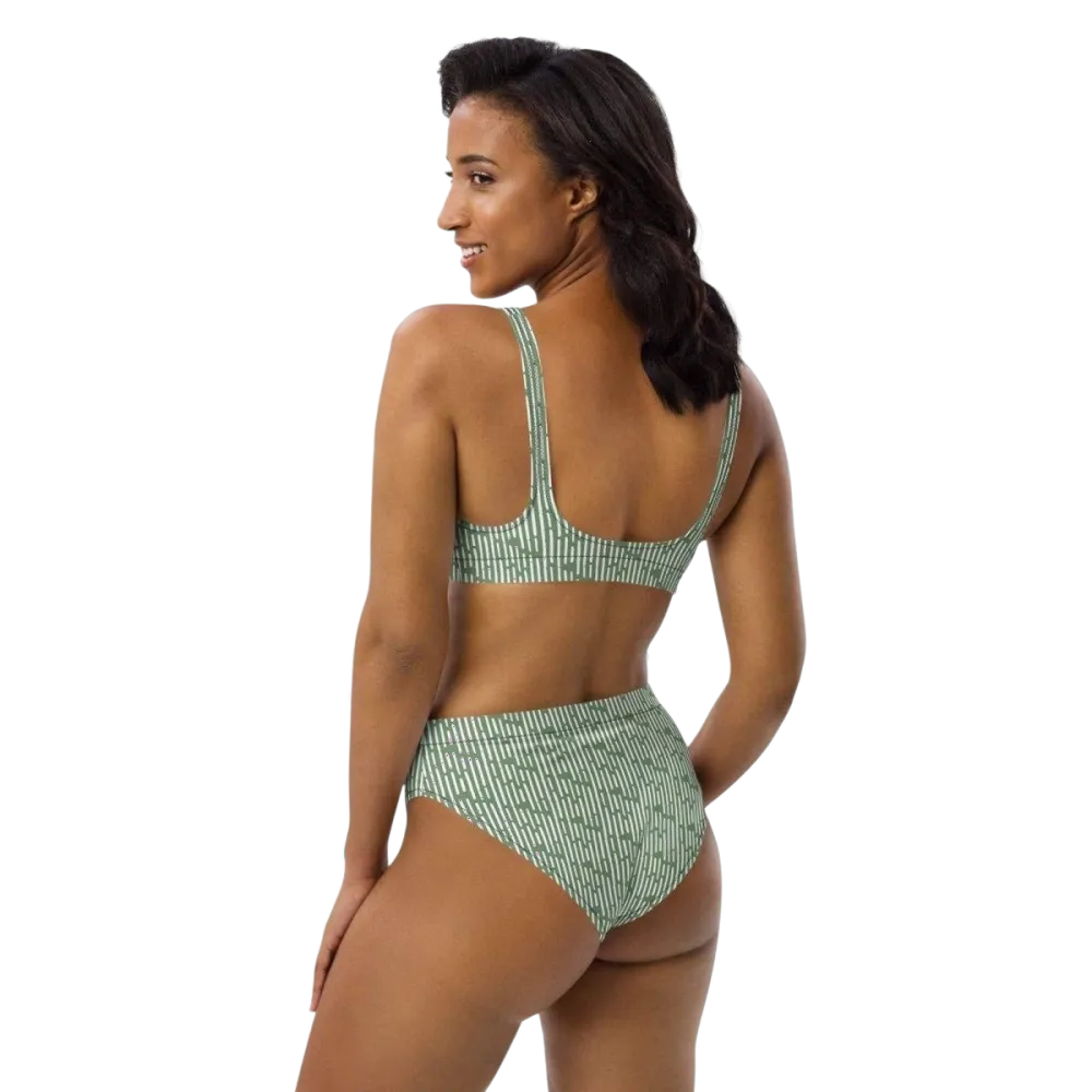 Damen Bikini mit schnelltrocknendem Stoff und Einlagen in XS bis 3XL, blau mit bunten Mustern, von BUYATHOME24.