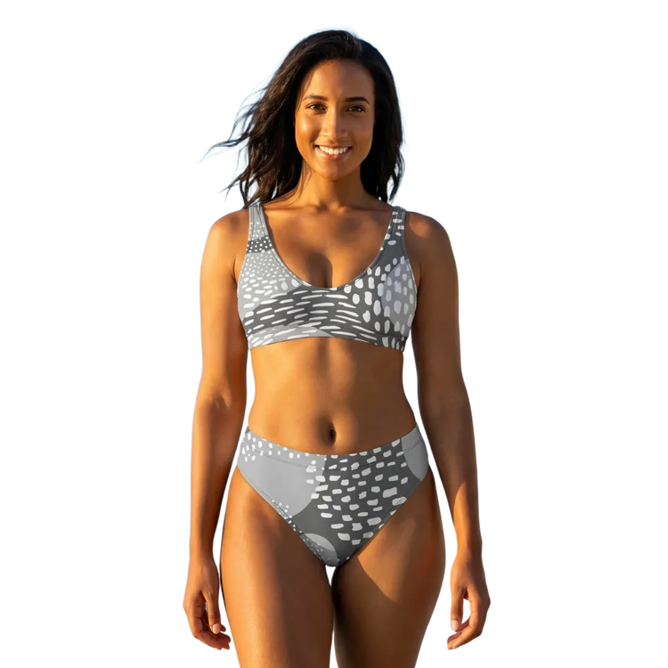 Damen Bikini von BUYATHOME24, schnelltrocknend, personalisierbar, in XS bis 3XL, aus Polyester-Elasthan, mit buntem Muster
