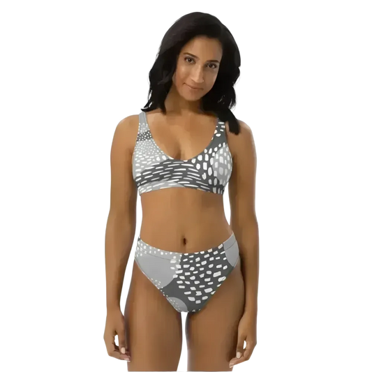 Damen Bikini XS-3XL von BUYATHOME24 aus Polyester-Elasthan, schnell trocknend, personalisierbar, mit farbigen Mustern auf dem Bild.