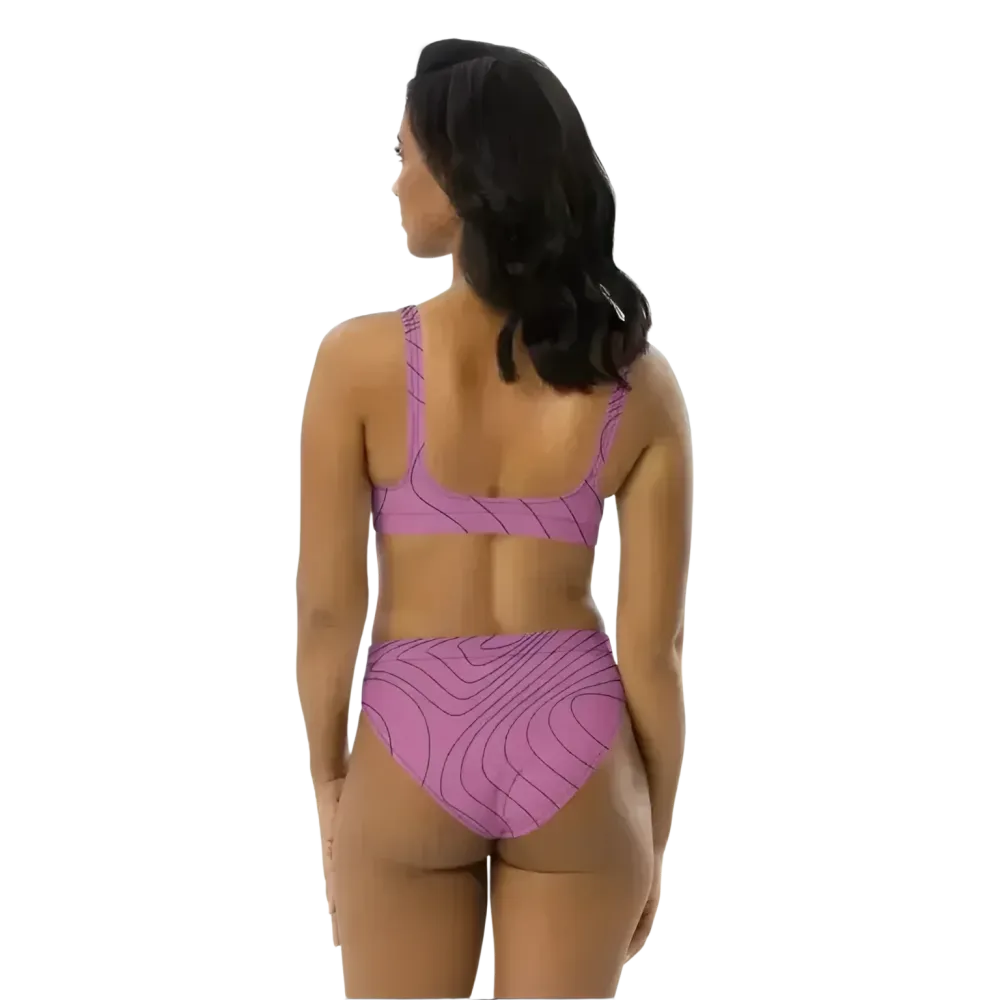 Damen Bikini Set von BUYATHOME24, bedruckbar, schnell trocknend und handgenäht, in XS bis 3XL Größe, liegt flach auf weißem Hintergrund.