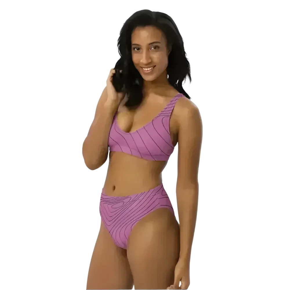 Damen Bikini-Set von BUYATHOME24, bedruckbar, schnelltrocknend, handgenäht, in XS bis 3XL, liegt flach auf weißem Hintergrund
