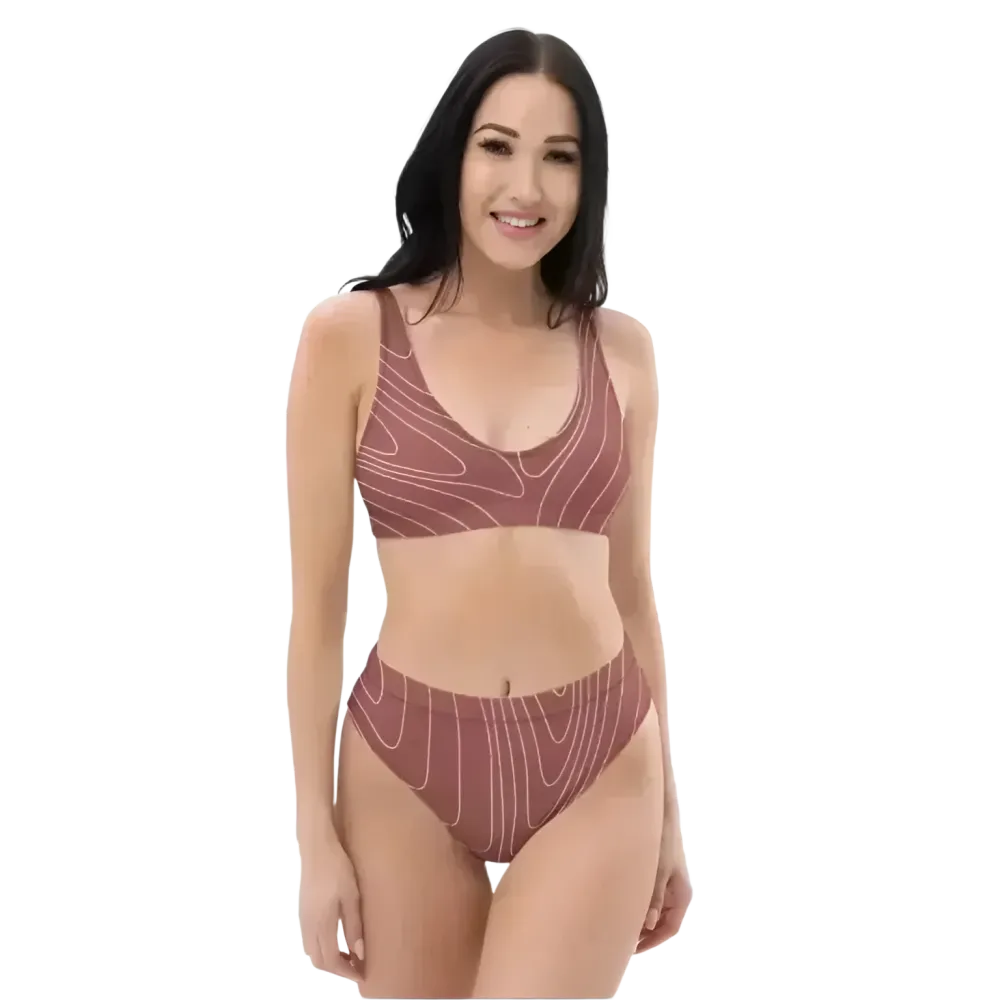 Damen Bikini-Set von BUYATHOME24, schnelltrocknend, in XS bis 3XL, personalisierbar, mit bunten Mustern, auf weißem Hintergrund