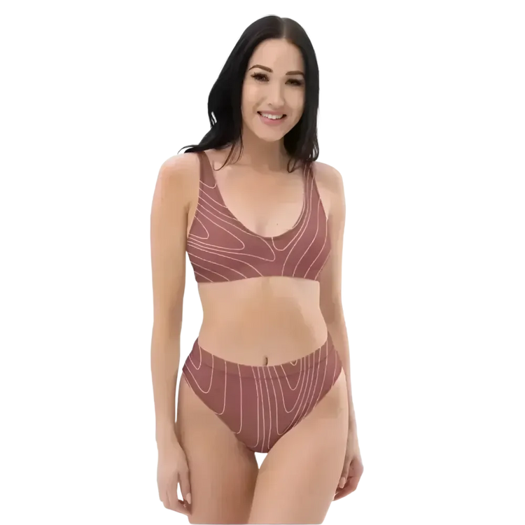 Damen Bikini-Set von BUYATHOME24, schnelltrocknend, in XS bis 3XL, personalisierbar, mit bunten Mustern, auf weißem Hintergrund