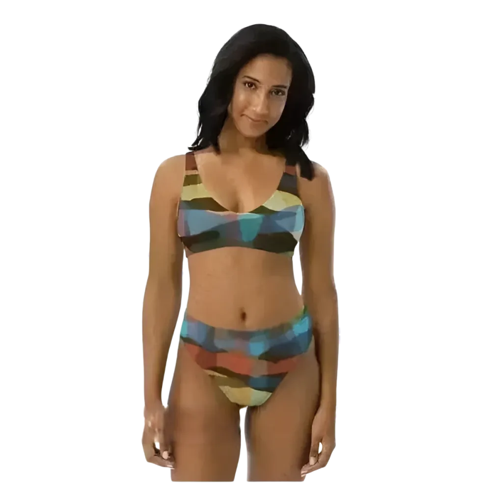 Zweilagiger Damen Bikini in XS bis 3XL, schnell trocknend, bedruckbar, von BUYATHOME24, mit farbigem Muster, Badebekleidung