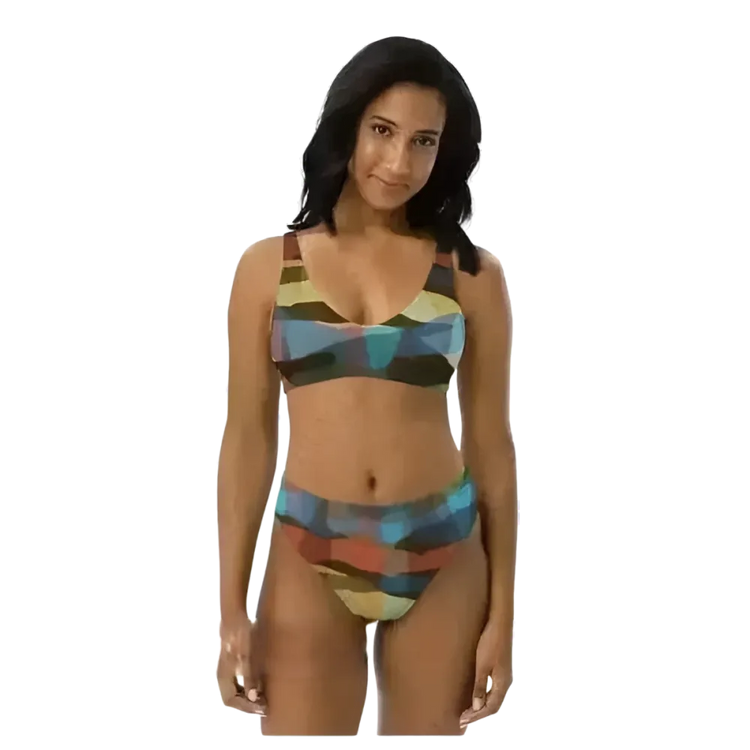 Zweilagiger Damen Bikini in XS bis 3XL, schnell trocknend, bedruckbar, von BUYATHOME24, mit farbigem Muster, Badebekleidung