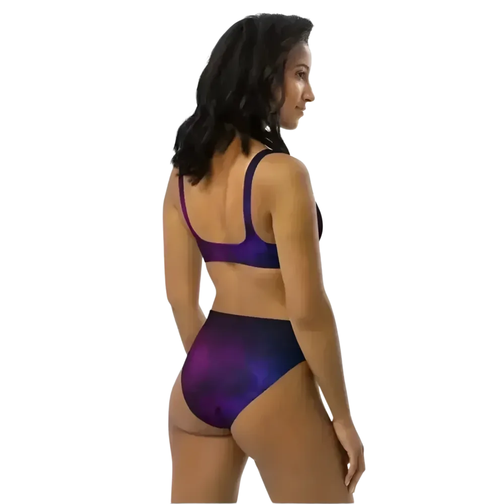 Damen Bikini Zweiteiler in verschiedenen Größen, schnelltrocknend, bedruckbar, von BUYATHOME24, liegt flach auf weißem Hintergrund