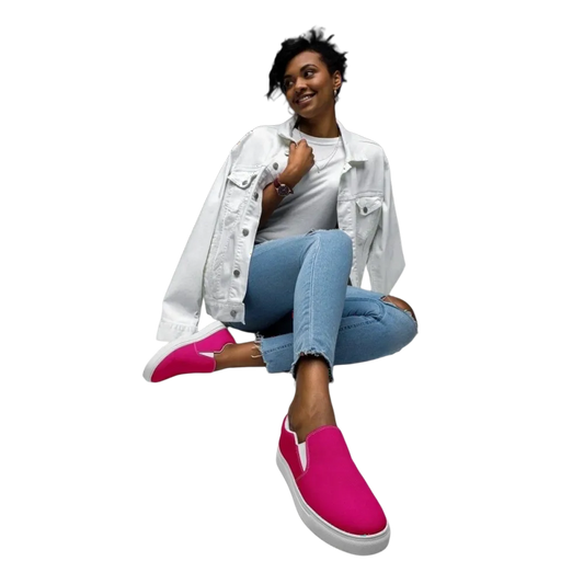 Damen Canvas Slipper von BUYATHOME24, atmungsaktive Slip-Ons mit EVA-Sohle, in Größe 35-44, bequemer Alltags-Schuh.