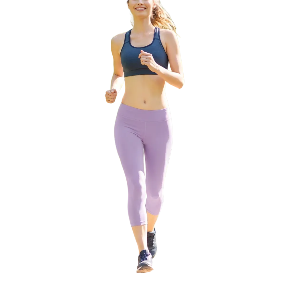 Damen Capri-Leggings aus Mikrofaser mit UV-Schutz, sportlich, eng anliegend, in XS-XL, schwarz, mit elastischem Bund.