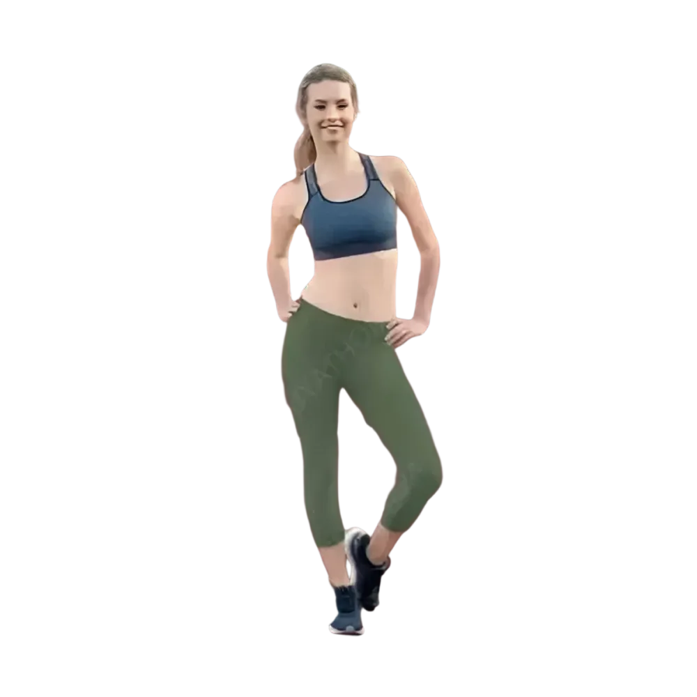 Damen Capri-Leggings von BUYATHOME24 aus Mikrofaser mit UV-Schutz in den Größen XS bis XL, geeignet für Yoga und Freizeit.