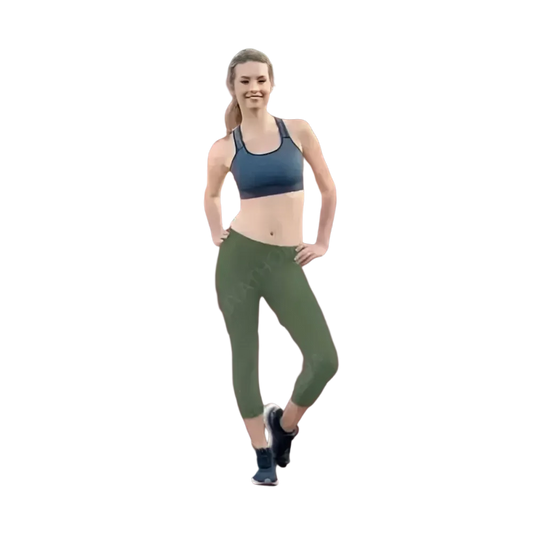 Damen Capri-Leggings von BUYATHOME24 aus Mikrofaser mit UV-Schutz in den Größen XS bis XL, geeignet für Yoga und Freizeit.
