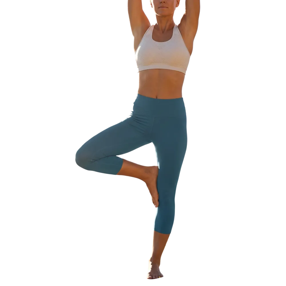 Damen Capri-Leggings aus Mikrofaser mit UV-Schutz in XS bis XL, strapazierfähig und bequem, in verschiedenen Farben.