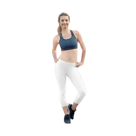 Damen Capri-Leggings von BUYATHOME24, Sportleggings mit UV-Schutz in XS bis XL, geeignet für Yoga und Sport.