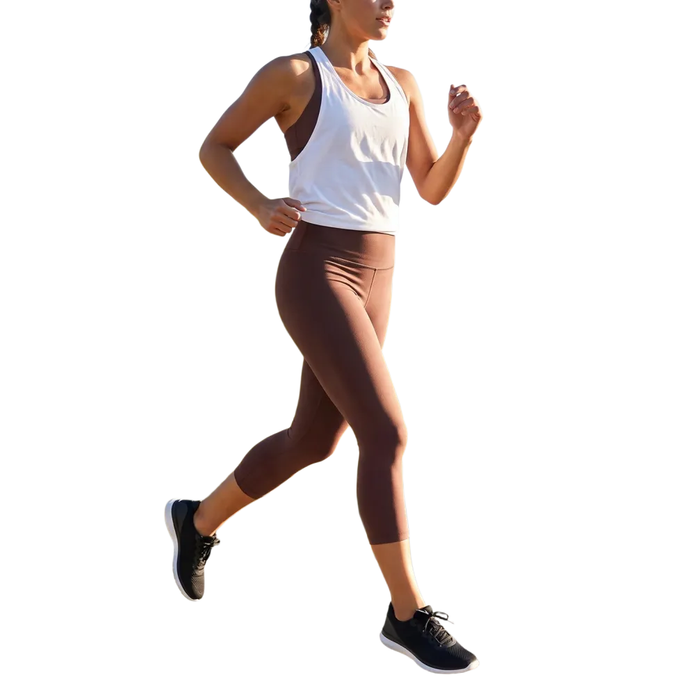 Damen Capri-Leggings von BUYATHOME24 mit UV-Schutz, sportlich und bequem, in XS bis XL, zeigen die elastische Passform