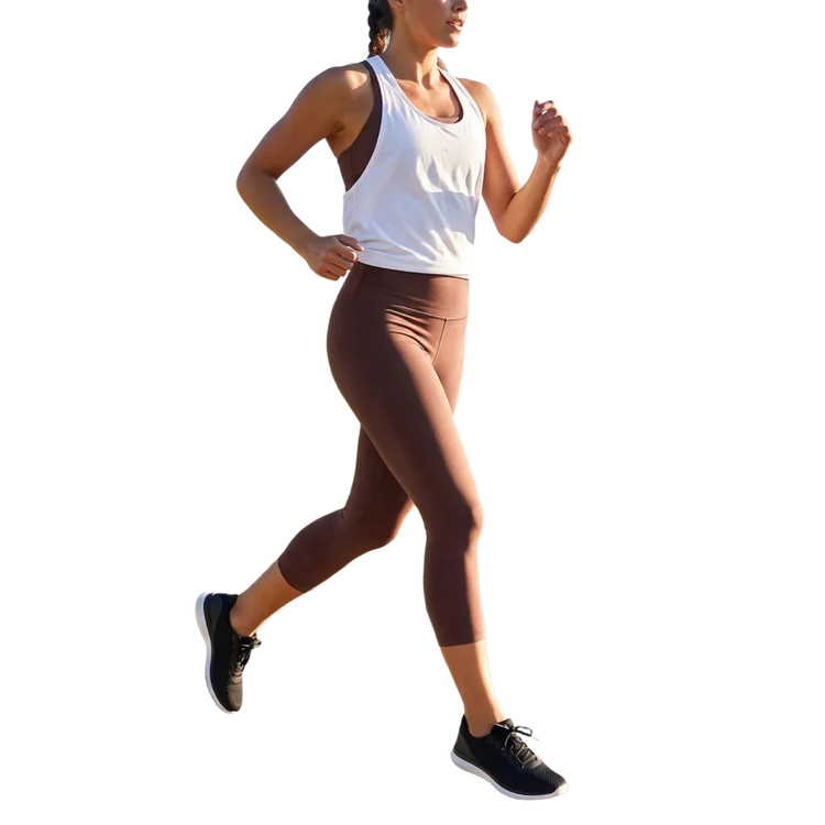 Damen Capri-Leggings von BUYATHOME24 mit UV-Schutz, sportlich und bequem, in XS bis XL, zeigen die elastische Passform
